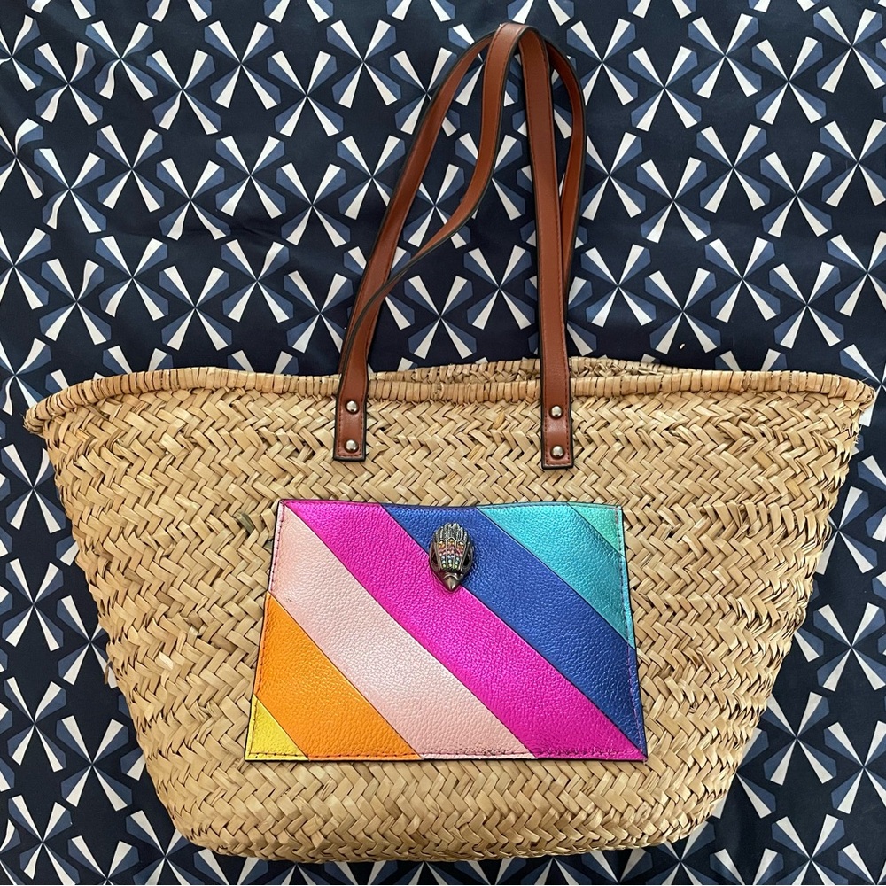 Kurt Geiger London Kensington Rainbow Straw tote